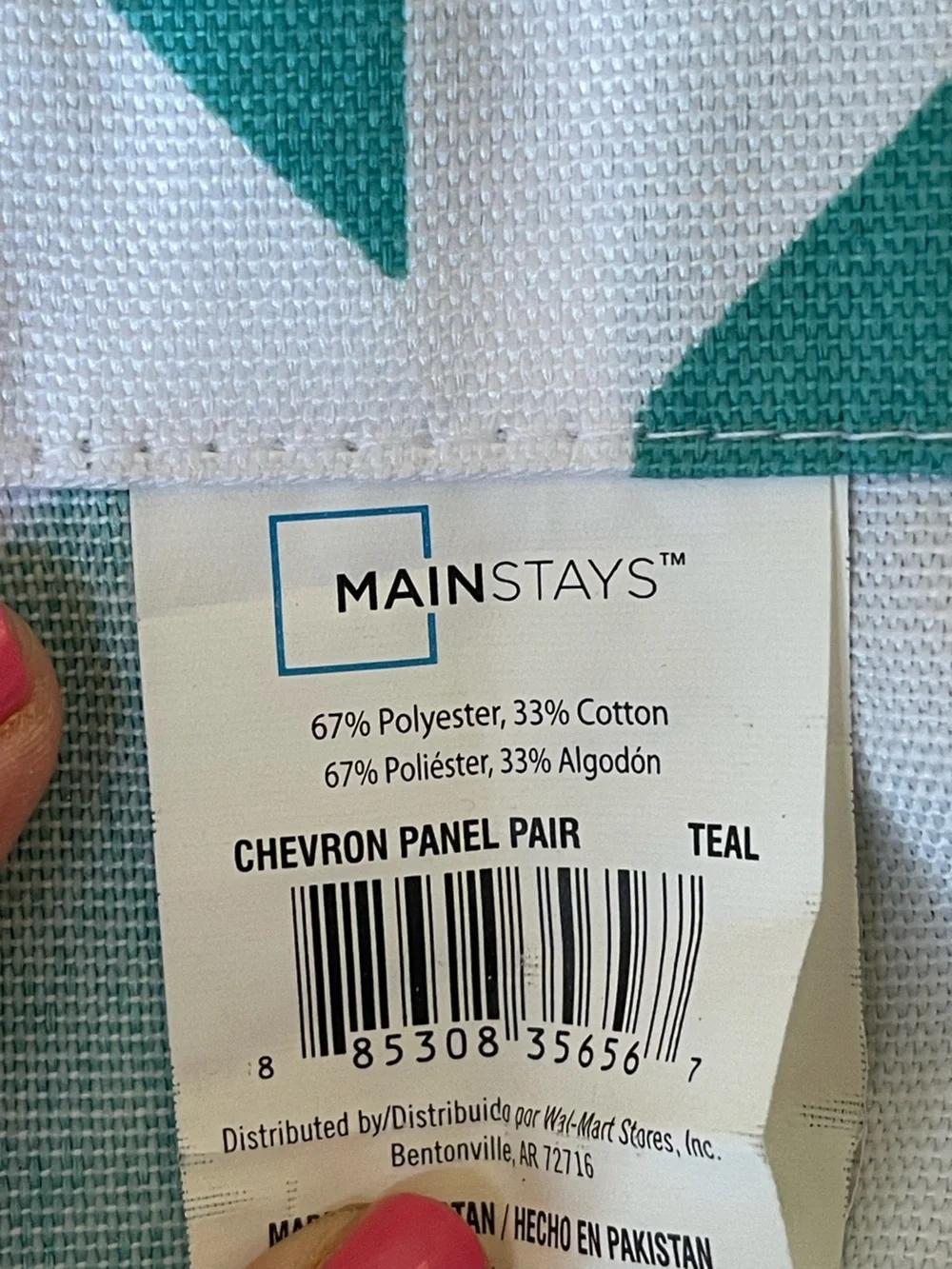 Mainstays Teal Chevron Curtain Panel Pair 28” x 84” Geometric Window Panels